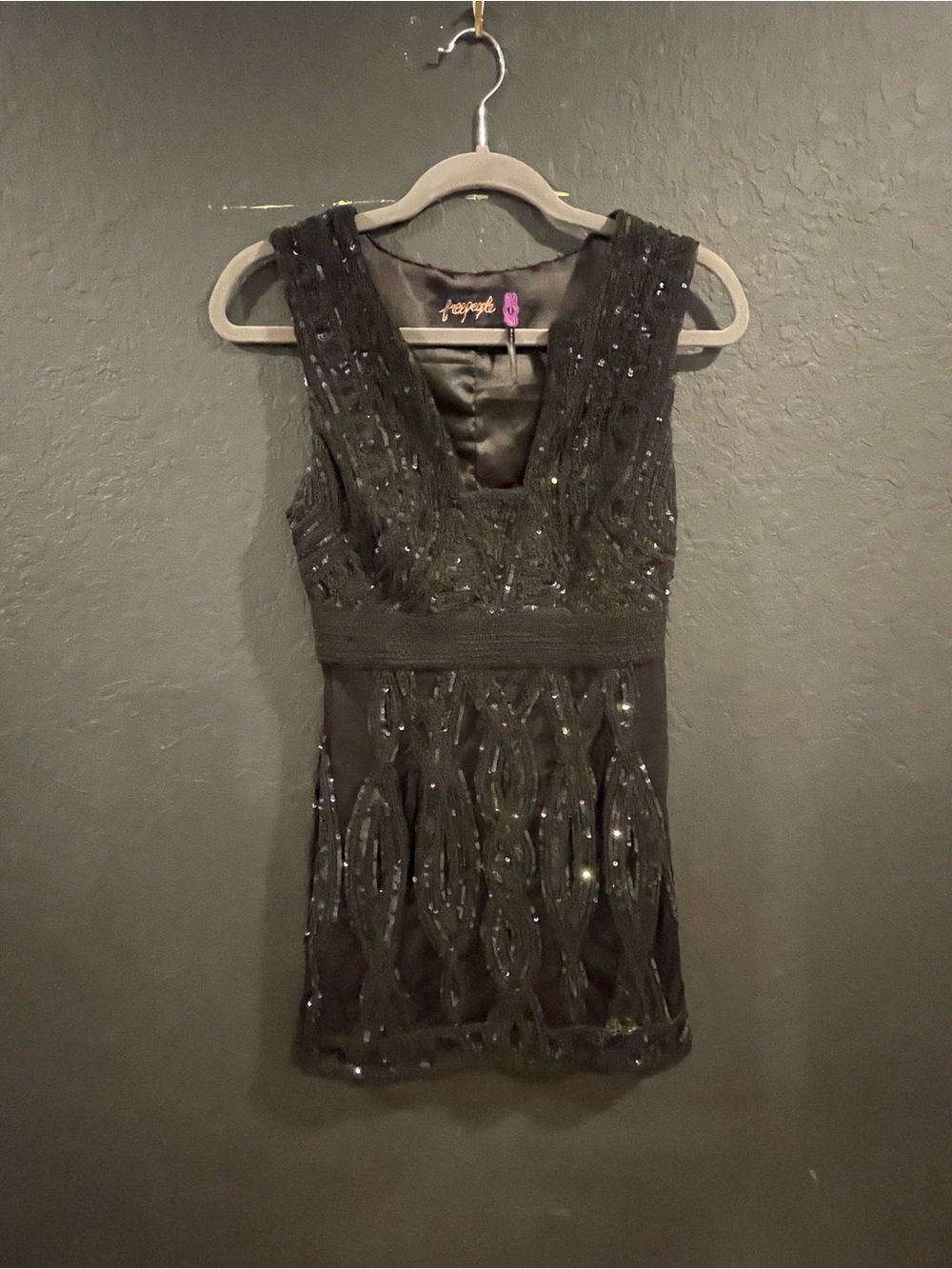 Free People Black Sequin Mini Dress